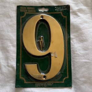 Solid Brass House Number 9